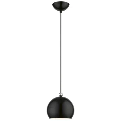 Livex Lighting Stockton 1 Light Shiny Black Globe Mini Pendant