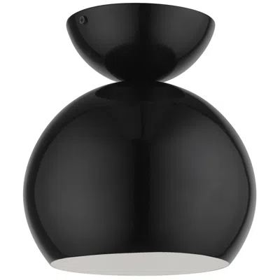 Livex Lighting Stockton 1 Light Shiny Black Globe Semi-flush
