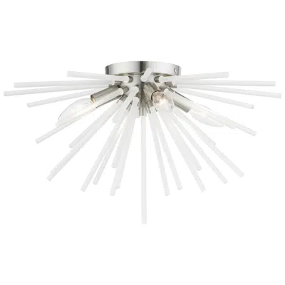 Livex Lighting Uptown 4 Light Brushed Nickel Flush Mount
