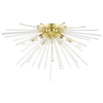Livex Lighting Utopia Extra Large 6 Light Satin Brass Flush Mount