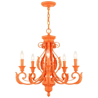 Livex Lighting Valencia 5 Light Shiny Orange Chandelier