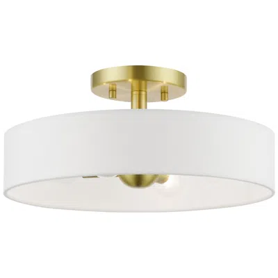Livex Lighting Venlo 4 Light Satin Brass Semi-flush With Shiny White Accents