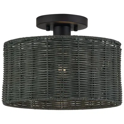 Livex Lighting Weavington 1 Light Black Medium Semi-flush