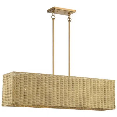 Livex Lighting Weavington 4 Light Antique Gold Leaf Large Linear Chandelier