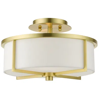 Livex Lighting Wesley 2 Light Satin Brass Semi Flush