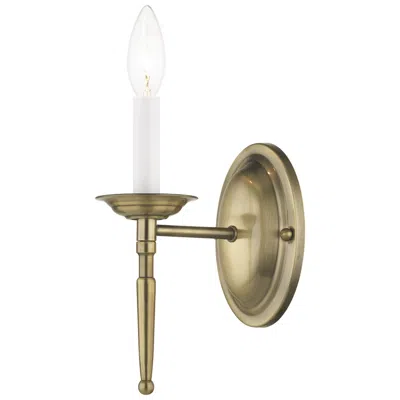 Livex Lighting Williamsburg 1 Light Antique Brass Candle Wall Sconce