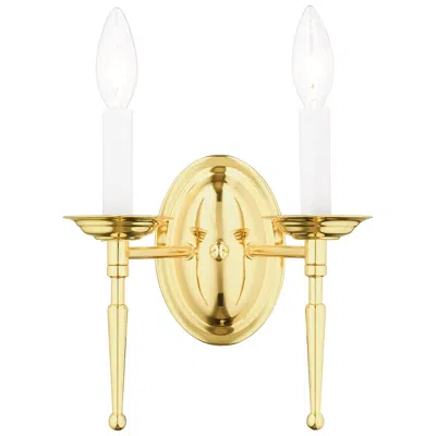 Livex Lighting Williamsburg 2 Light Polished Brass Candle Wall Sconce