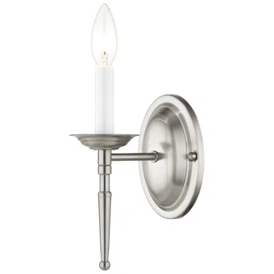 Livex Lighting Williamsburg 4.25-in W 1-light Brushed Nickel Candle Wall Sconce
