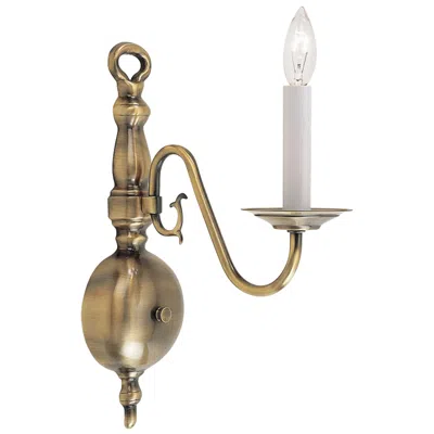 Livex Lighting Williamsburgh 1 Light Antique Brass Candle Wall Sconce
