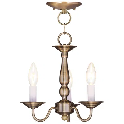 Livex Lighting Williamsburgh 11-in 3-light Antique Brass Candle Chandelier