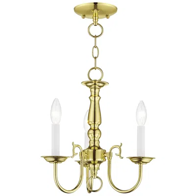 Livex Lighting Williamsburgh 14-in 3-light Polished Brass Candle Chandelier
