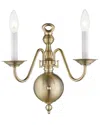 Livex Lighting Williamsburgh 2-light Antique Brass Wall Sconce