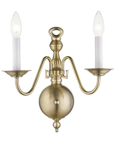 Livex Lighting Williamsburgh 2-light Antique Brass Wall Sconce In Gold