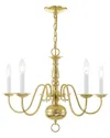 Livex Lighting Williamsburgh 5-light Polished Brass Chandelier In Gold