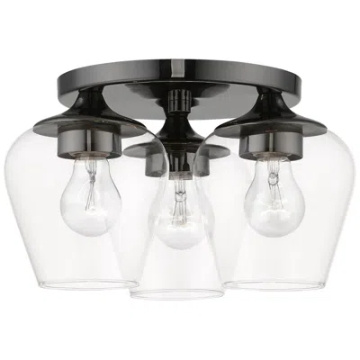 Livex Lighting Willow 3 Light Black Chrome Flush Mount