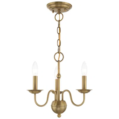 Livex Lighting Windsor 3 Light Antique Brass Mini Chandelier