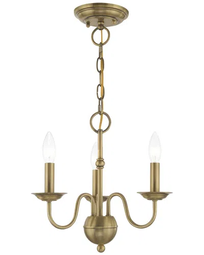 Livex Lighting Windsor 3 Lt Antique Brass Mini Chandelier In Gold
