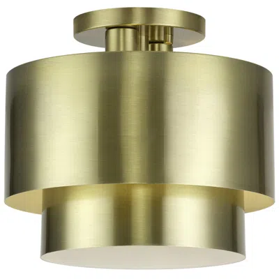 Livex Lighting Zolana 2 Light Antique Brass Medium Semi-flush