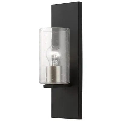 Livex Lighting Zurich 1 Light Black With Brushed Nickel Accents Wall Sconce