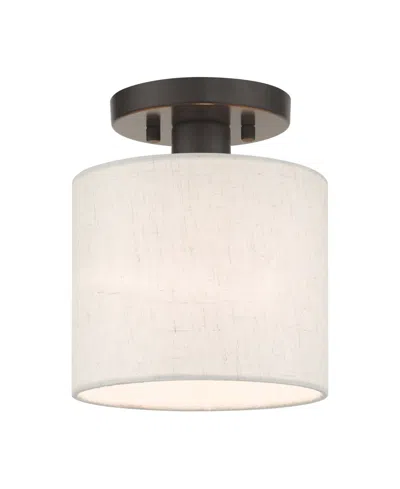 Livex Meadow 1 Light Semi Flush In Bronze