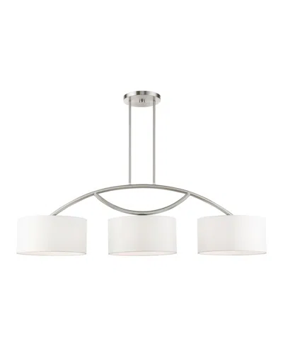Livex Meridian 3 Lights Linear Chandelier In White