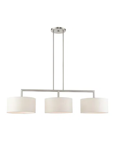 Livex Meridian 3 Lights Linear Chandelier In White