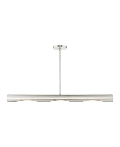 Livex Novato 3 Lights Linear Chandelier In Silver-tone