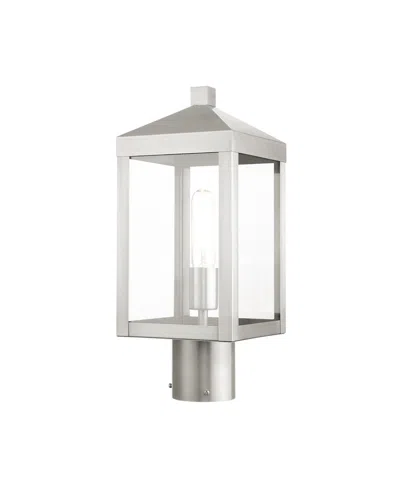 Livex Nyack 1 Light Outdoor Post Top Lantern In Brushed Nickel