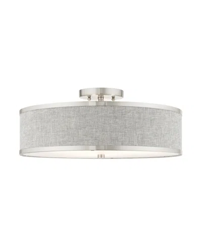 Livex Park Ridge 3 Lights Semi Flush In Silver-tone