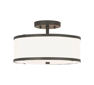 Livex Park Ridge Metal 13'' Semi Flush Ceiling Light In Bronze