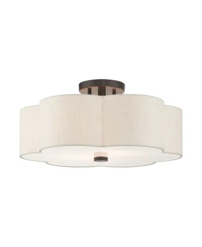Livex Solstice 3 Lights Semi Flush In Bronze