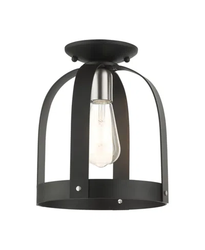 Livex Stoneridge 1 Light Petite Semi Flush In Black