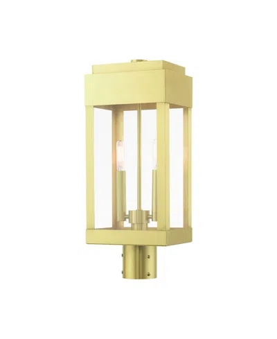 Livex York 2 Lights Outdoor Post Top Lantern In Gold-tone