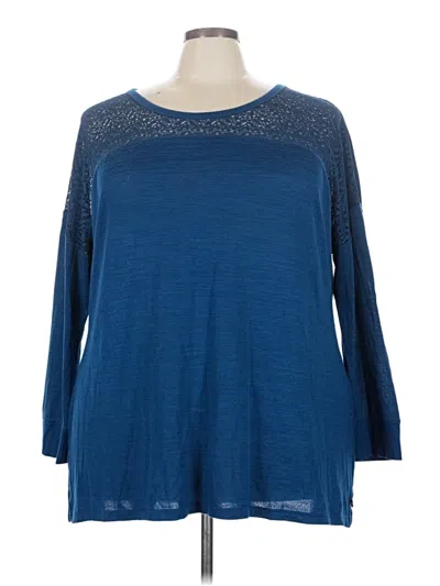 Pre-owned Livi Active 3/4 Sleeve Top Blue Boatneck Tops