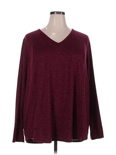 Pre-owned Livi Active Long Sleeve Top Burgundy V Neck Tops