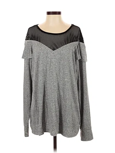 Pre-owned Livi Active Long Sleeve Top Gray Cold Shoulder Neckline Tops