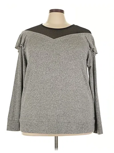Pre-owned Livi Active Long Sleeve Top Gray Cold Shoulder Neckline Tops
