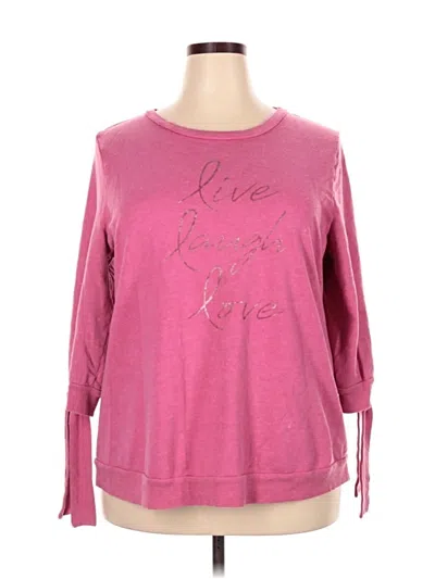 Pre-owned Livi Active Long Sleeve Top Pink Boatneck Tops