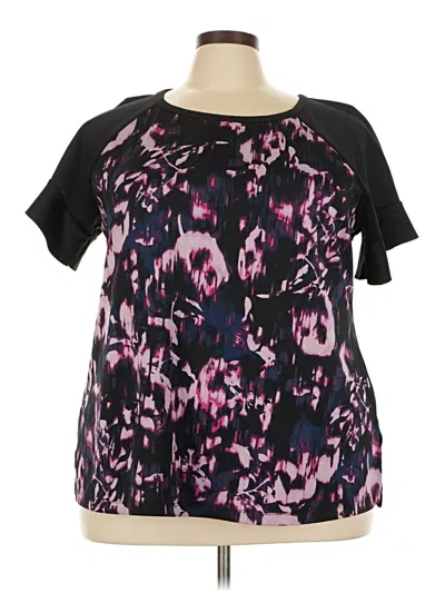 Pre-owned Livi Active Short Sleeve Blouse In Black