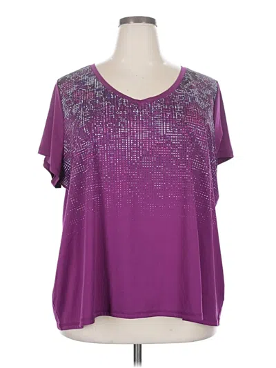 Pre-owned Livi Active Short Sleeve Top Purple Scoop Neck Tops