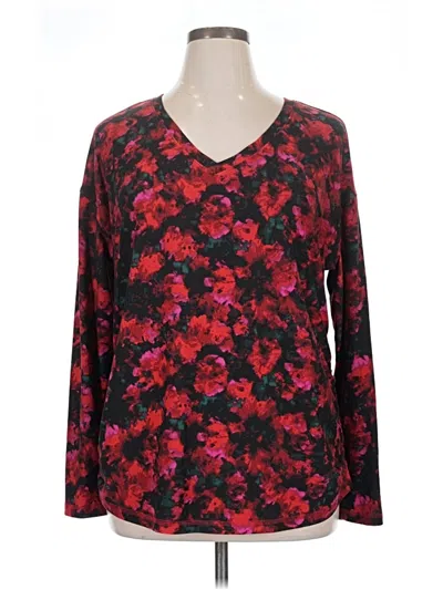Pre-owned Livi Long Sleeve Blouse In Burgundy