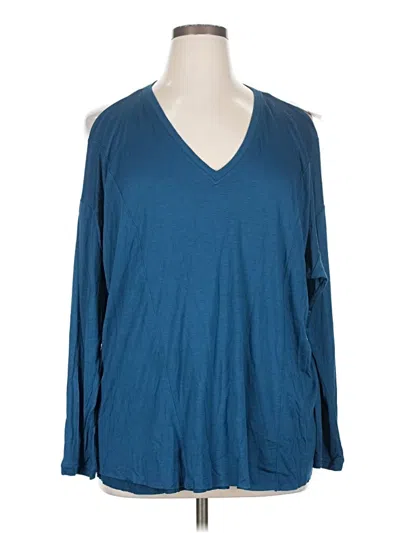 Pre-owned Livi Long Sleeve Top Blue V Neck Tops