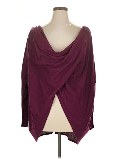 Pre-owned Livi Long Sleeve Top Burgundy Plunge Neckline Tops