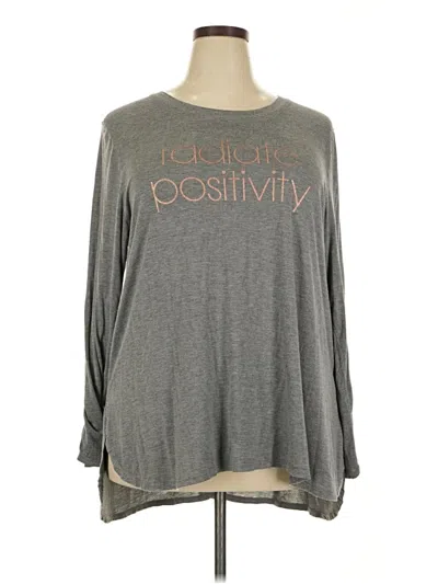 Pre-owned Livi Long Sleeve Top Gray Crew Neck Tops