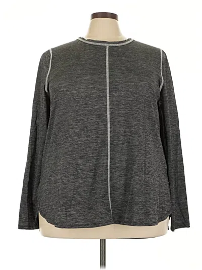 Pre-owned Livi Long Sleeve Top Gray Mock Neckline Tops