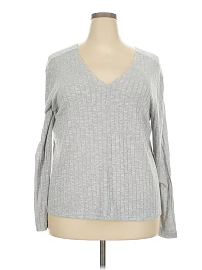 Pre-owned Livi Long Sleeve Top Gray V-neck Tops