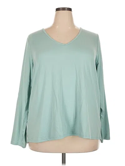 Pre-owned Livi Long Sleeve Top Teal V-neck Tops