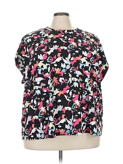Pre-owned Livi Short Sleeve Blouse In Black