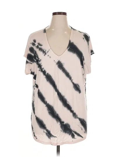 Pre-owned Livi Short Sleeve Top Black Tie-dye Pattern V Neck Tops