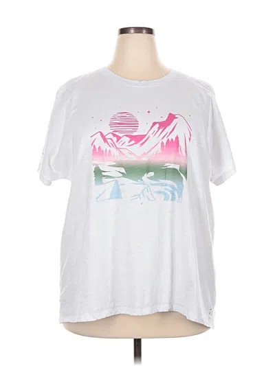 Pre-owned Livi Short Sleeve Top White Graphic Pattern Crew Neck Tops